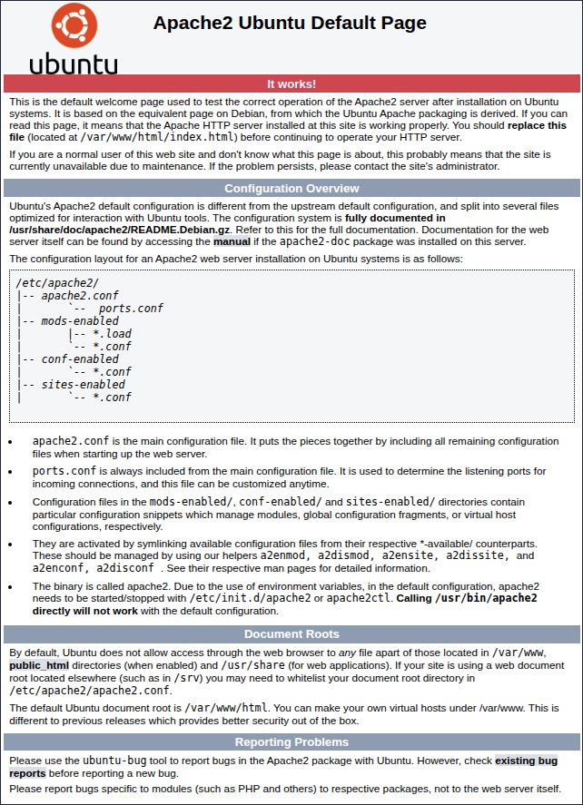 install lamp stack on ubuntu apache test page Apache info