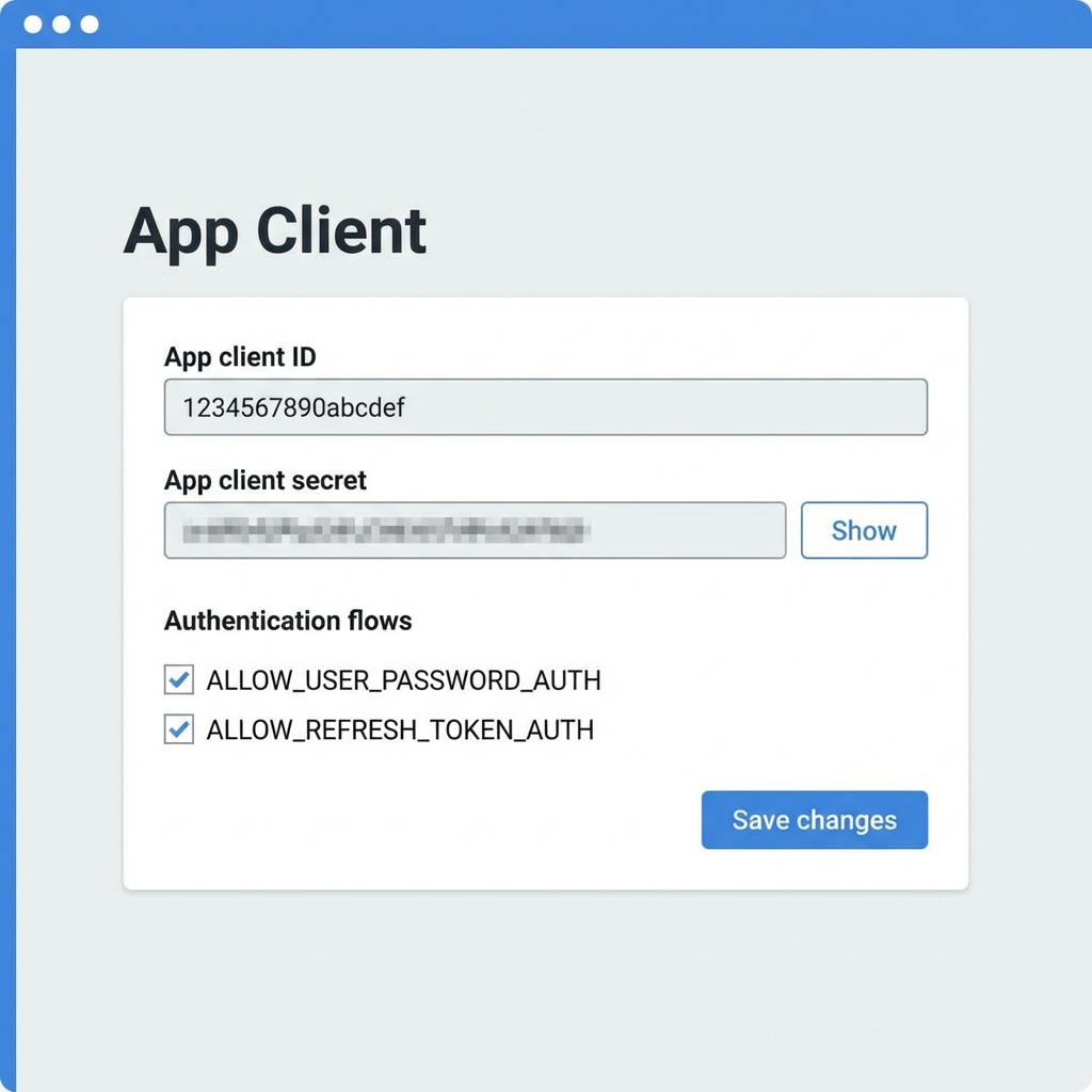 AWS Cognito App Client Configuration ID and Secret