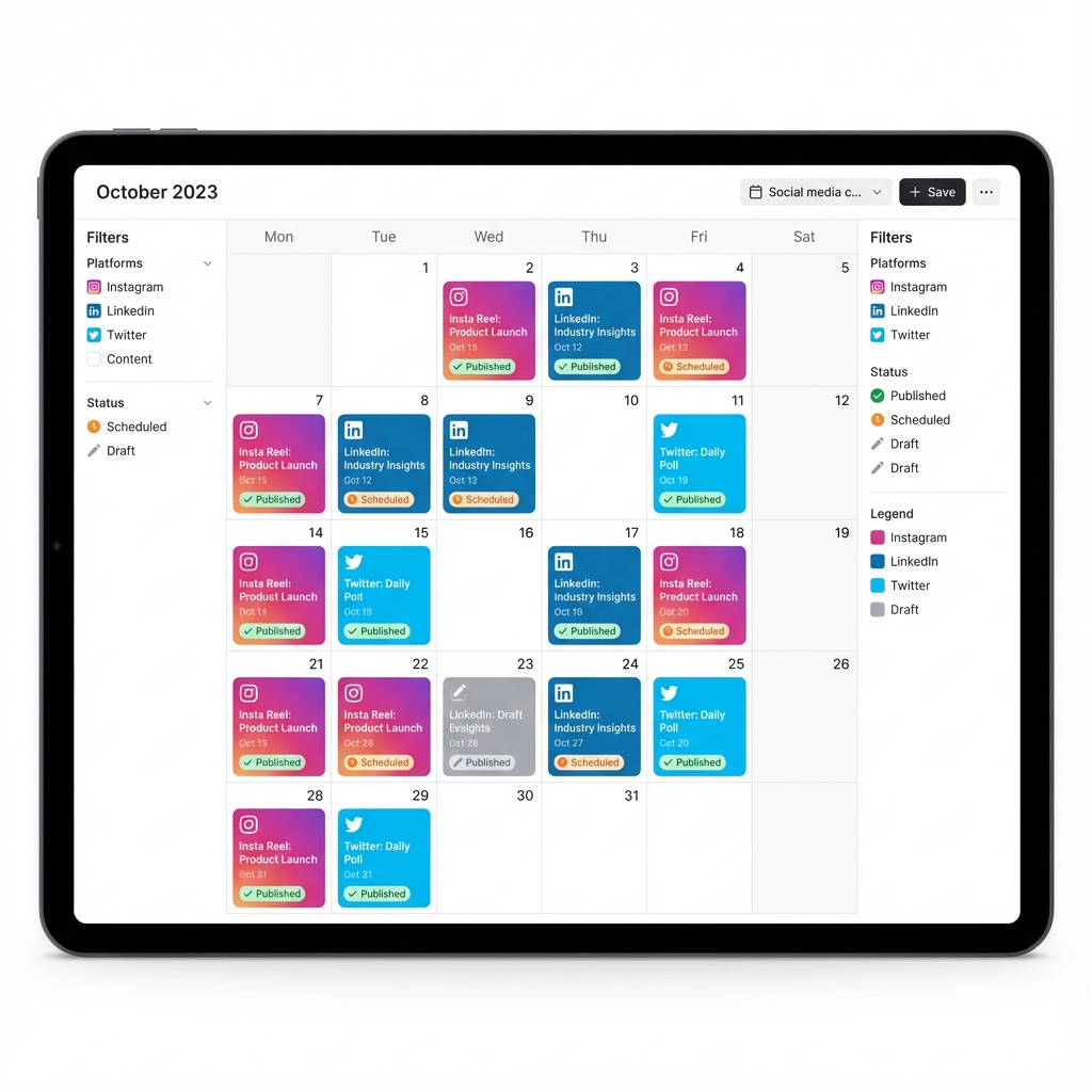 Social Media Content Calendar Example