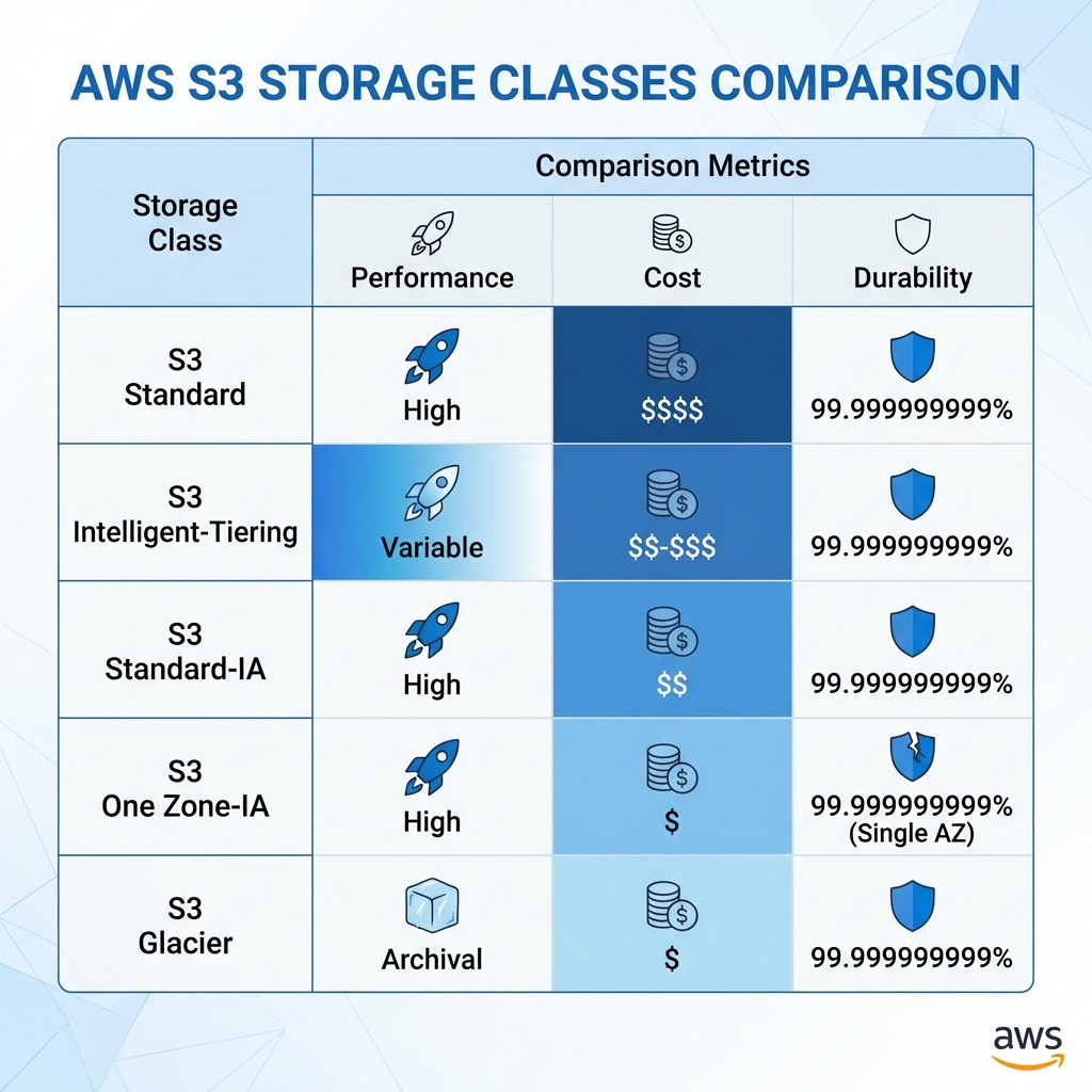AWS S3 Storage Classes Comparison