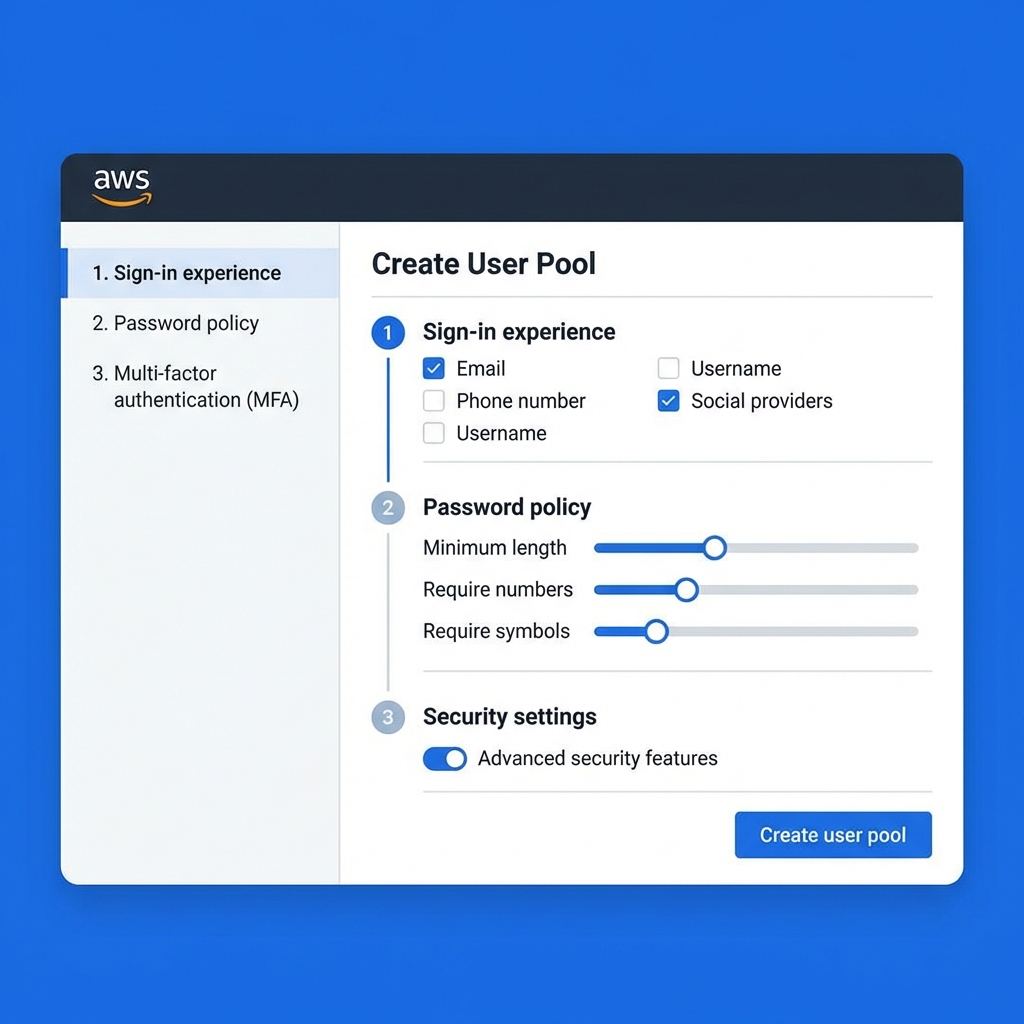 AWS Cognito User Pool Creation Wizard